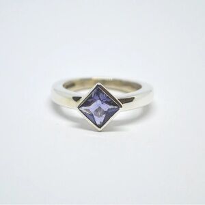 Dainty Iolite Sterling Silver Minimalist Ring sz 7 US PD Birthstone Amythest